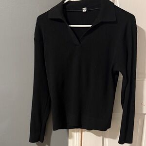 Uniqlo Black Ribbed Women's Blouse
